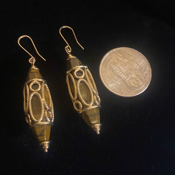 Milor 14k Tiger Eye Earrings - Picture 4 of 8